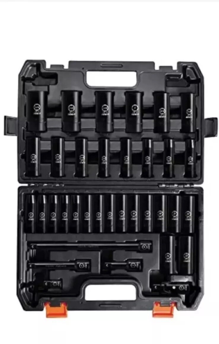 BOEN 1/2″ Drive Deep Impact Socket Set, 35 Piece Socket Set SAE 3/8″ to 1-1/4″