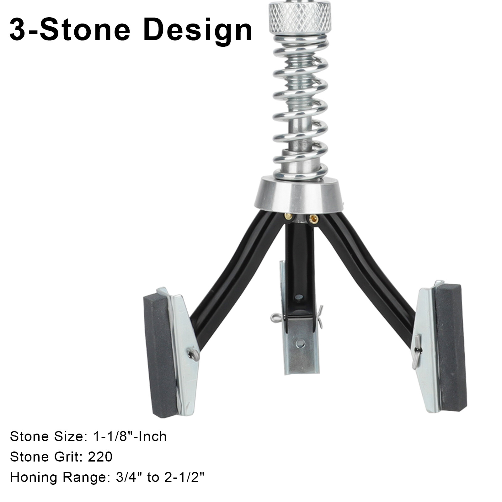 1-1/8in Car Engine Brake Cylinder Hone 0.75-2.5in 3 Stones 220 Grit Honing Tool