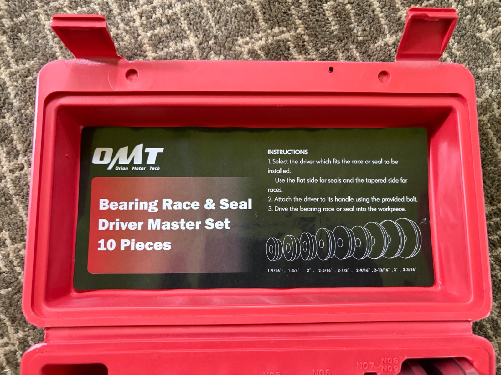 Orion Motor Tech OMT Bearing Race & Seal Driver Master Set 10pc w/ Case