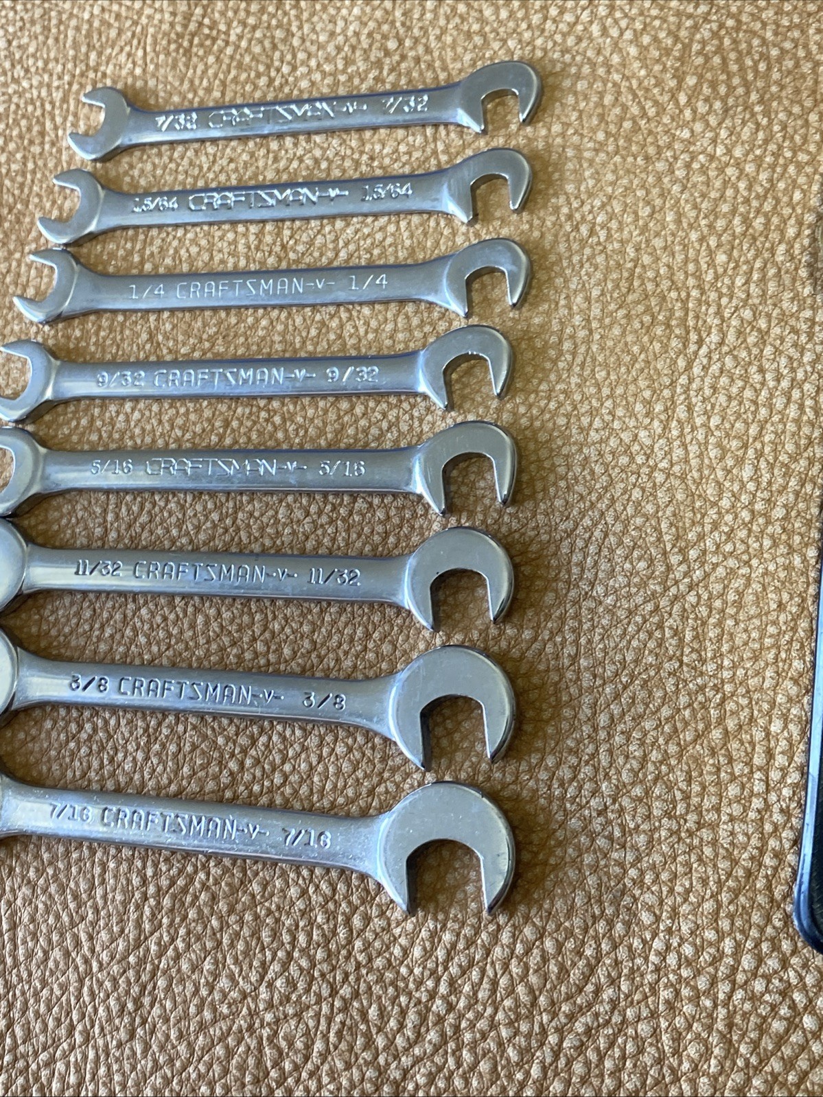 Craftsman 4306 V-Series SAE 8pc. Open End Ignition Wrench Set Vintage CROWN LOGO
