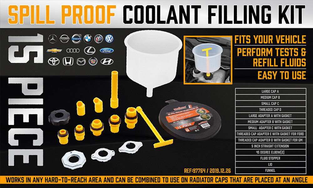 Car Auto Fluid Cooling System Spill Proof Radiator Coolant Filling Funnel Kit