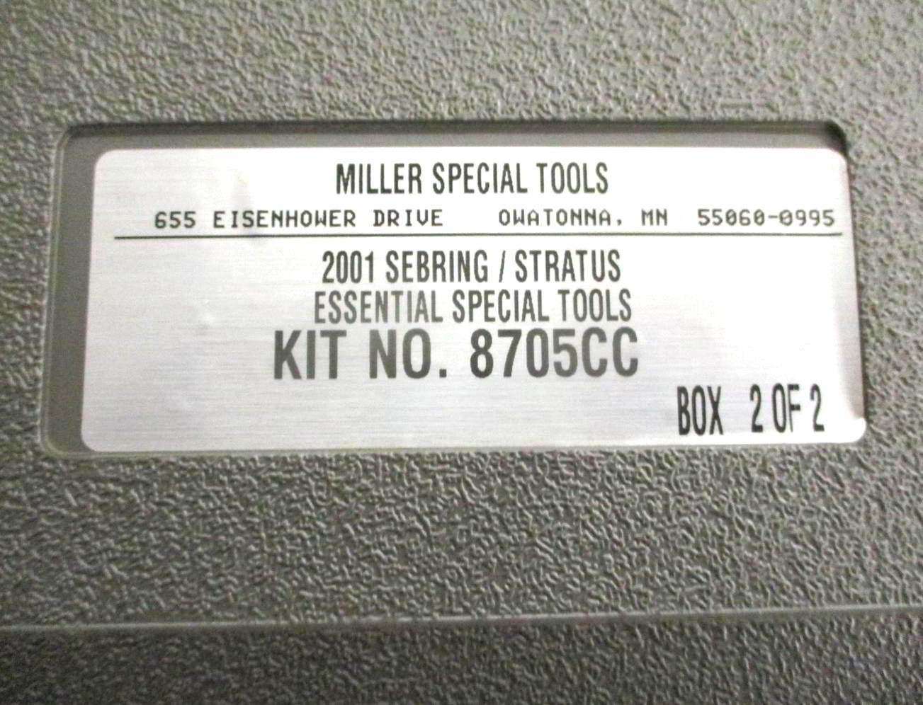 Miller Special Tools Mopar 8705CC Essential Special Tools Both Boxes Complete