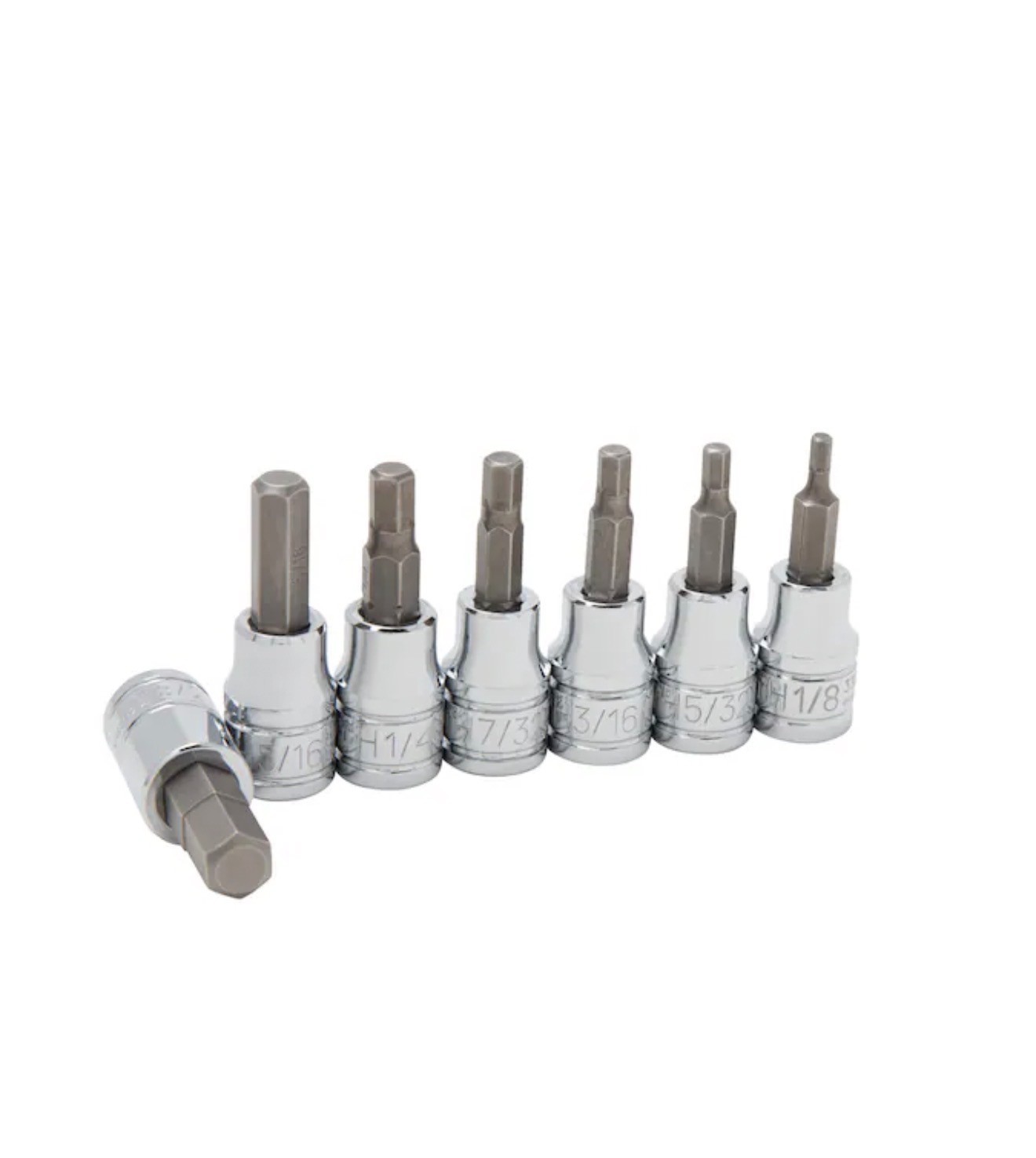Kobalt 7 pc SAE 3/8-in Drive Hex Bit Driver Socket Set Polished Chrome BRAND NEW