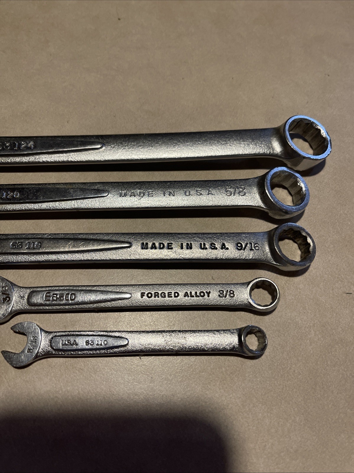 Easco Combination Wrenches 5/16 3/8 9/16 5/8 3/4 Usa Tool Lot
