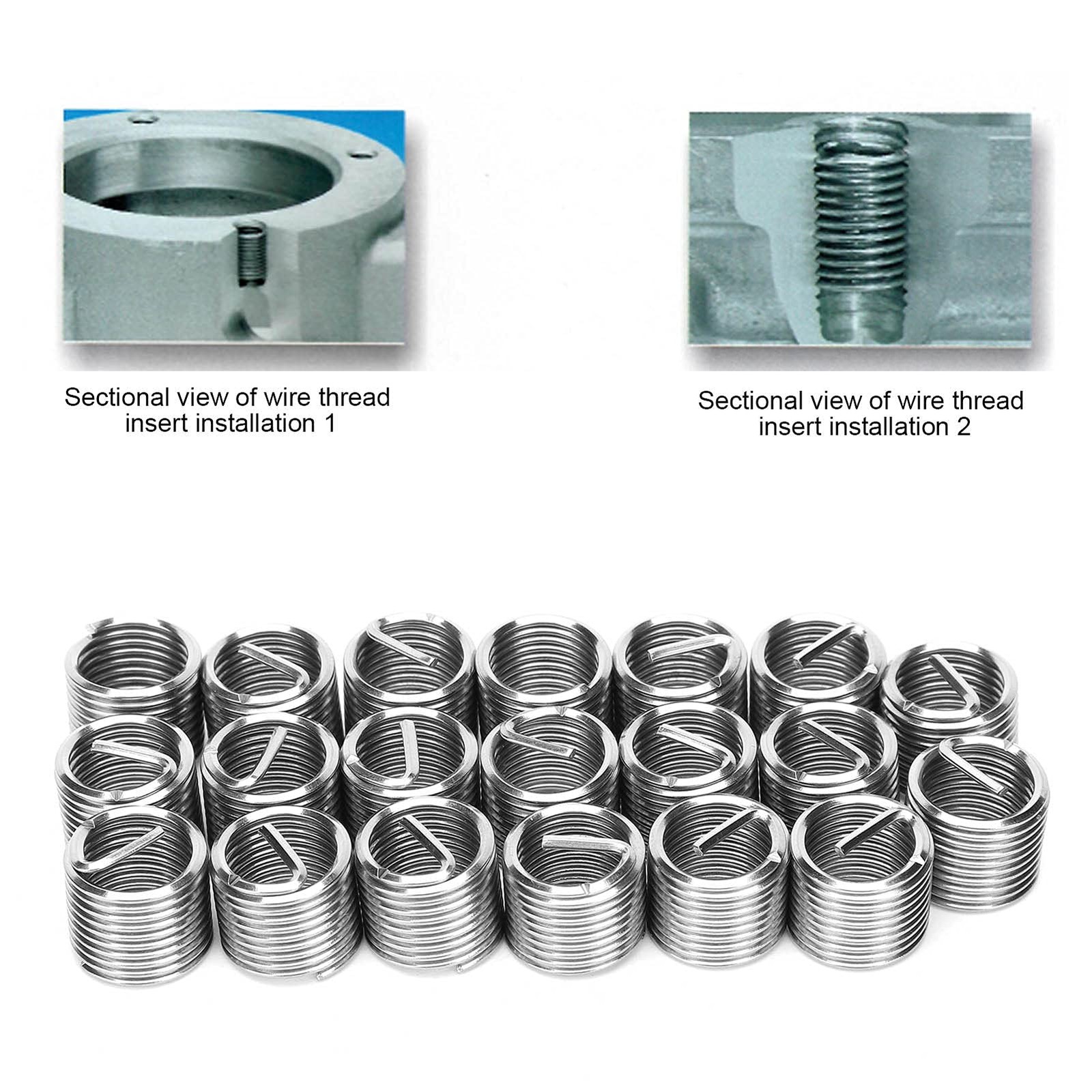 20 PCS Thread Repair Insert, M14 x 1.25 Helicoil Metric 14mm, Silver