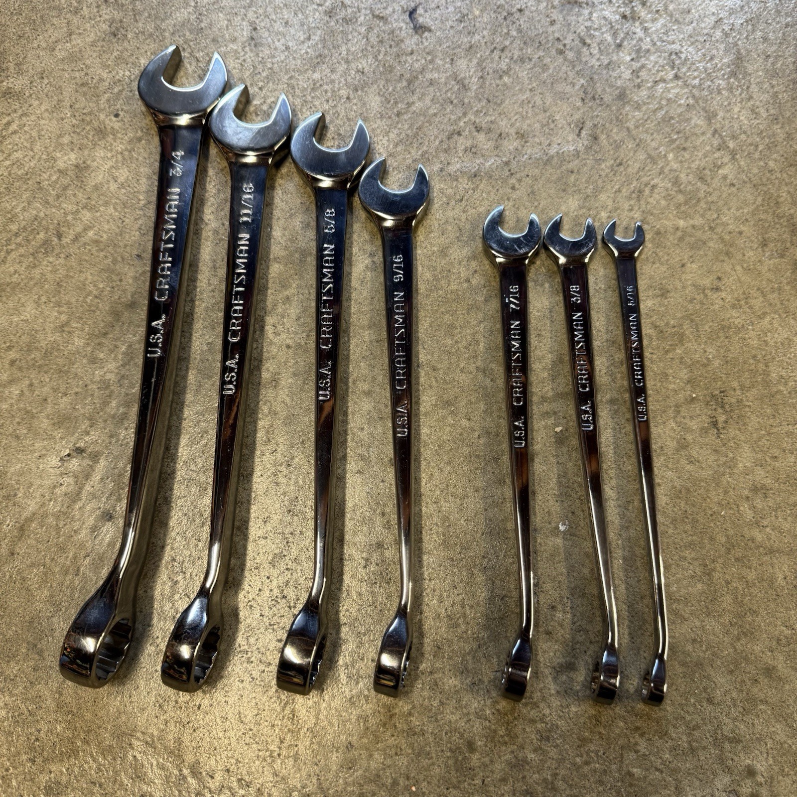 Craftsman Cross-Force SAE Combination Wrench Set NO 1/2” 7pc 5/16-3/4 USA 946520