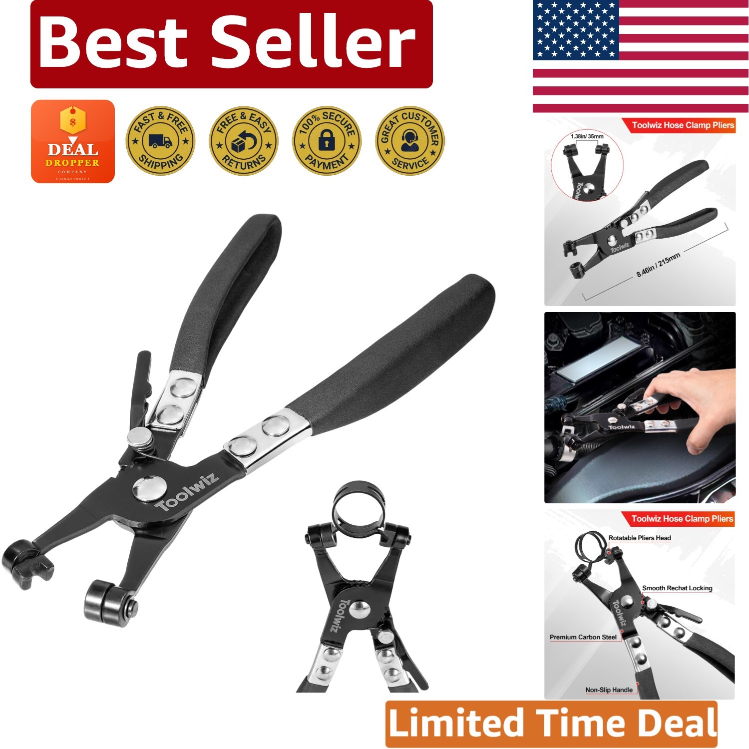 Professional Hose Clamp Tool – Locking Design with Non-Slip Grip for Comfort