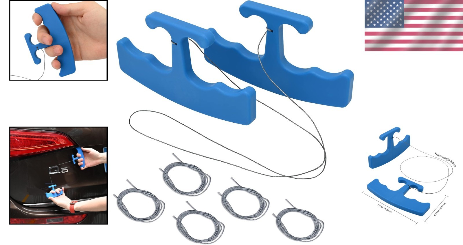 Ergonomic Vehicle Logo Remover with 5 Replacement Cords for Effortless Removal