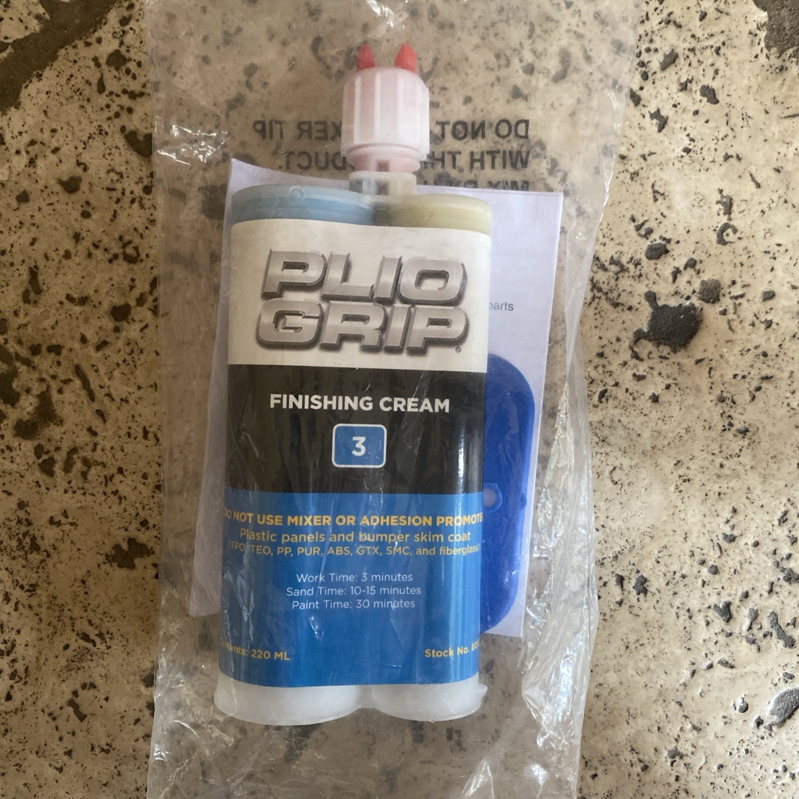 PLIO-GRIP 8003 Plastic Repair Finishing Cream, 220 mL Cartridge, Blue (Part A),
