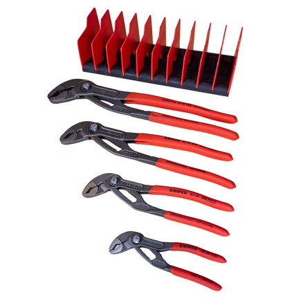 Knipex 9K0080138US Piece Cobra® Pliers Set With Free 10 Piece Tool Holder