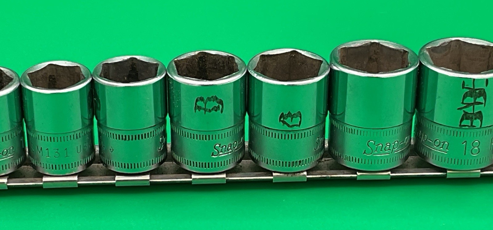 SNAP ON 3/8″ Drive 6pt FSM Shallow Socket Set 19mm-8mm 12 Pieces NICE Free Ship!