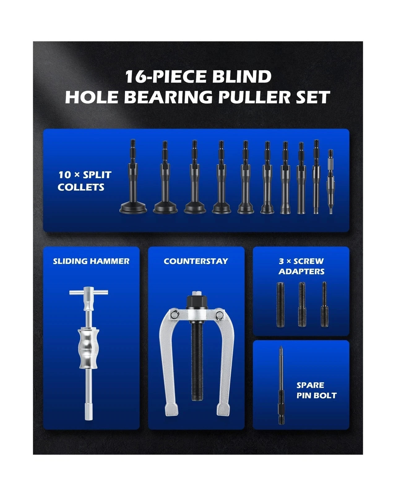 Orion Motor Tech Blind Hole Collet Bearing Race and Seal Puller Extractor Kit…