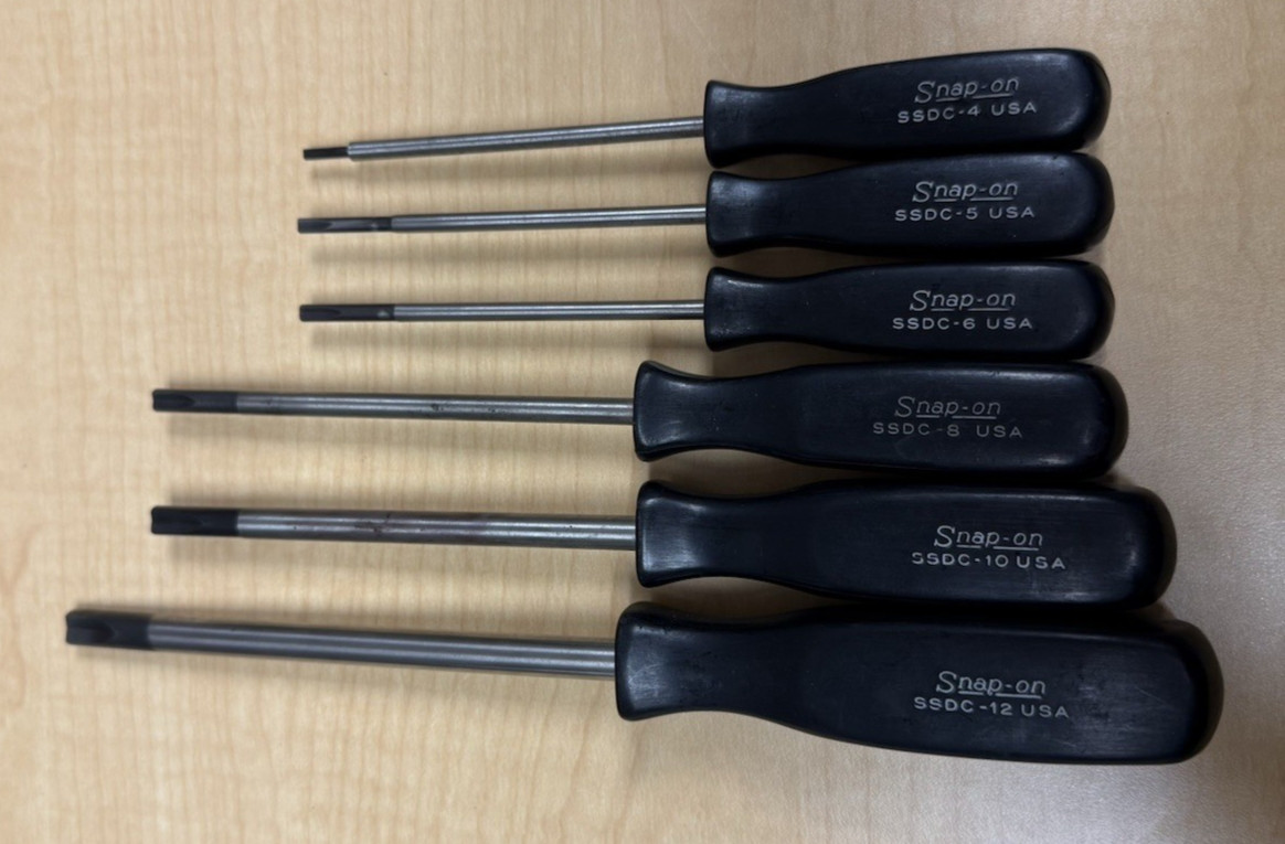 Snap-On Tools SSDC Clutch Head Tip Screwdriver Set of 6 Black Handle