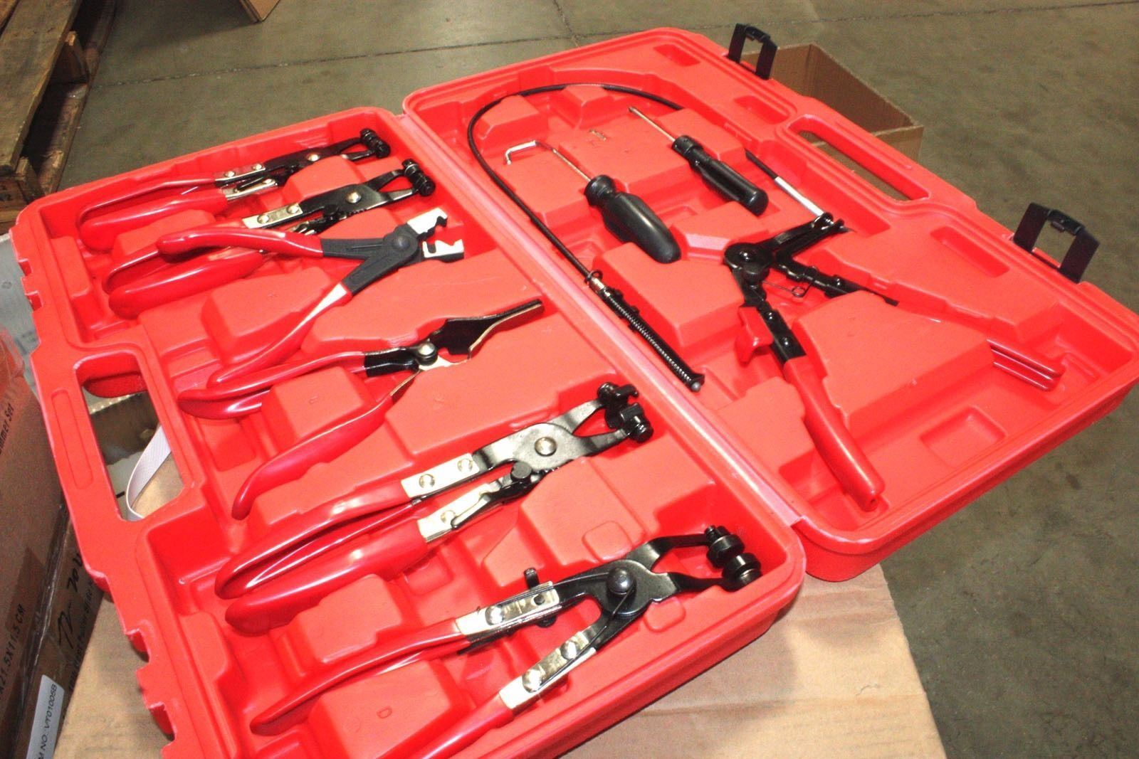 9pc Long Gripper Cable Hose Clamp Pliers Remover Auto Tool Kit Flexible Wire