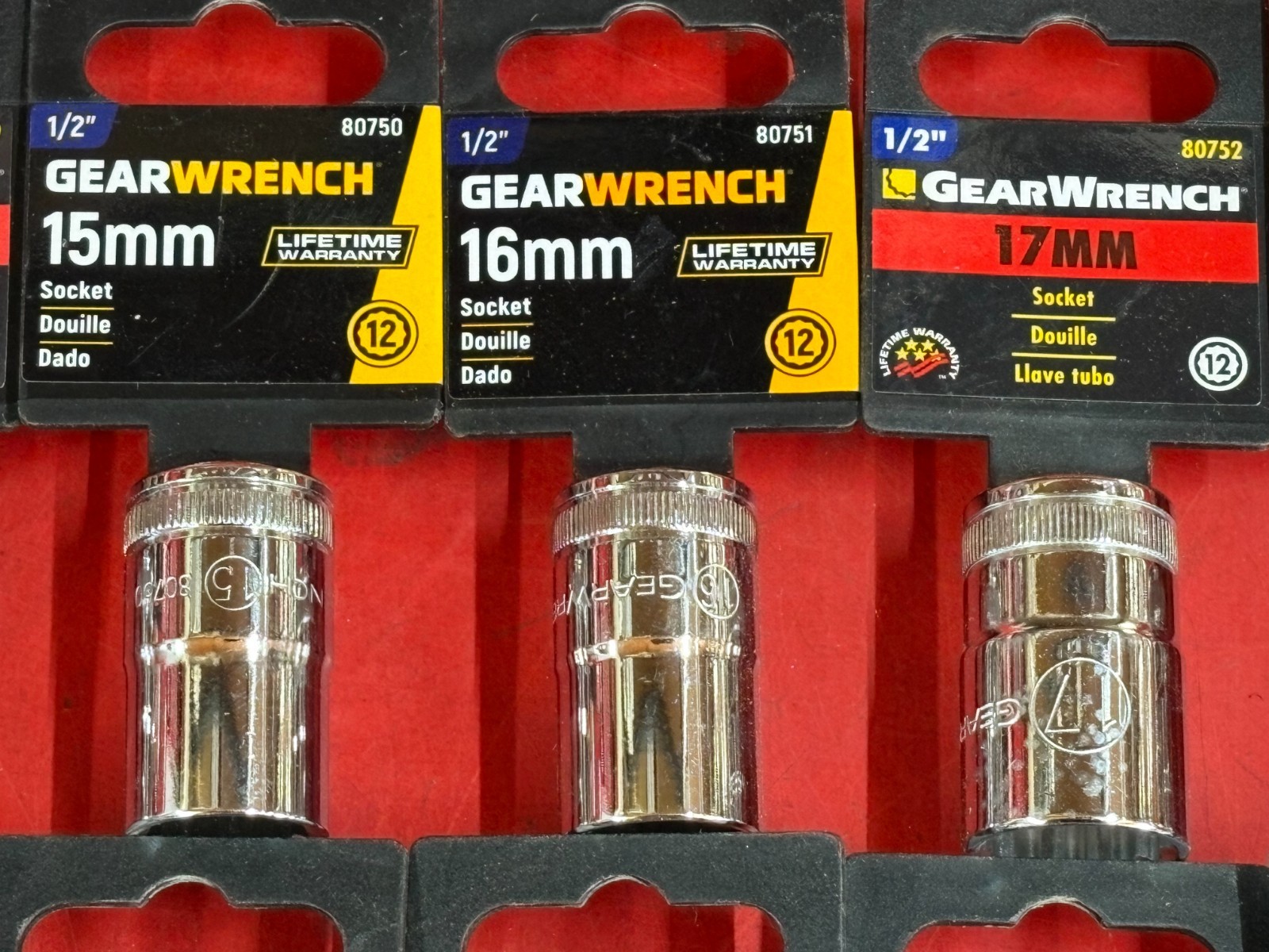 GEARWRENCH (19) PIECE 12mm-36mm 1/2″ DRIVE 12 POINT METRIC STANDARD SOCKET SET