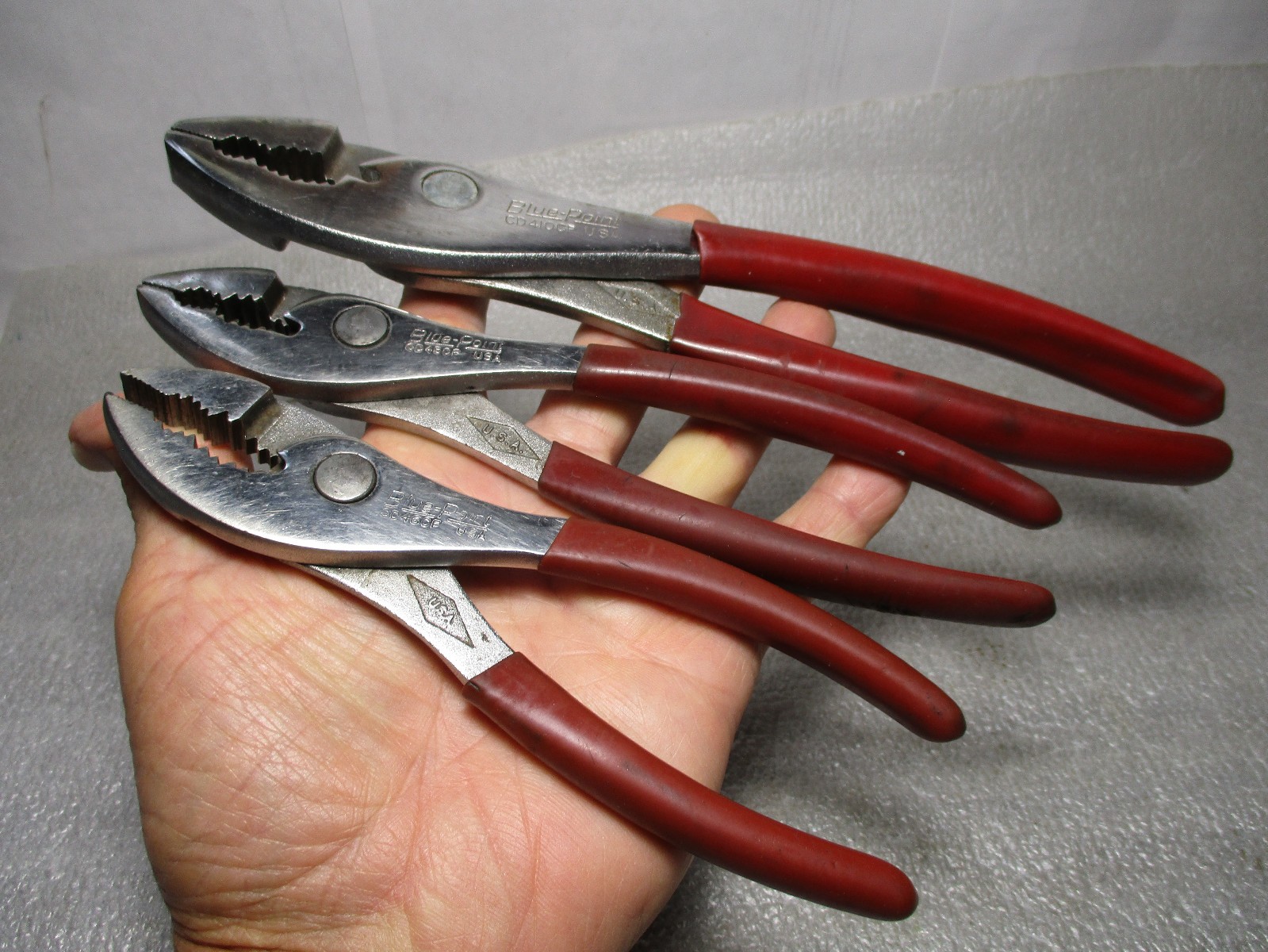 🇺🇸 Blue-Point Complete 3-Piece Pliers Set USA Made Red 10, 8, & 6″ Slip Joint