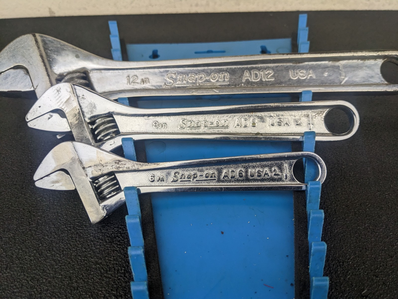 #bg039 Snap-on 3pc Vintage Adjustable Wrench Set AD6 AD8 AD12 USA