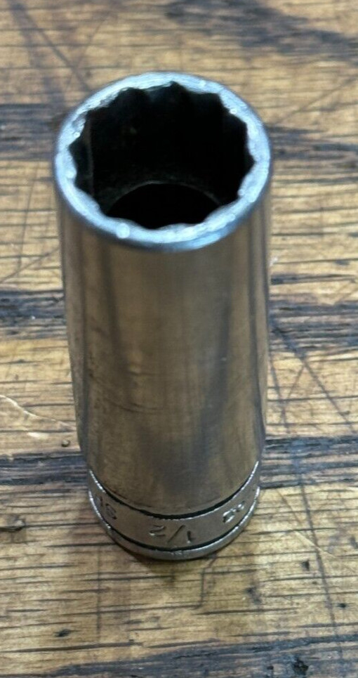Snap On 3/8″ Drive 1/2″ 12 PT Deep Chrome Socket ~ SF 161 ~ Snap-on Tools