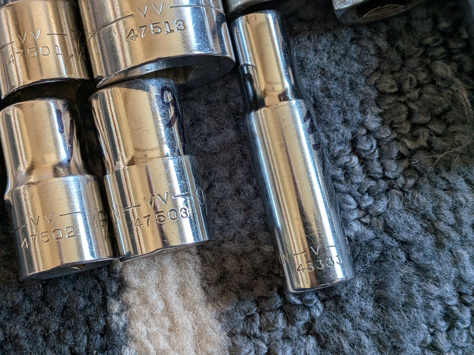 Vintage Craftsman Lot Of 19 SAE 3/8” 1/2″ Drive V-VV- sockets 6Pt 12pt