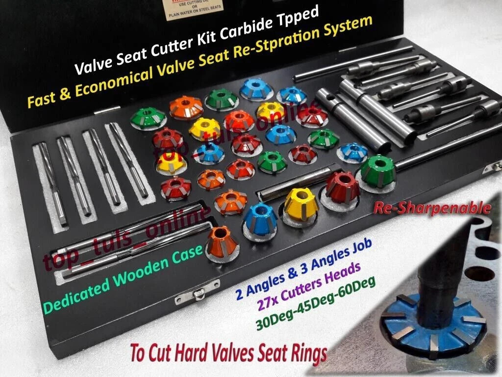 New Valve Job Seat Cutter Set Carbide Tipped For Motorcycles 3 Angle