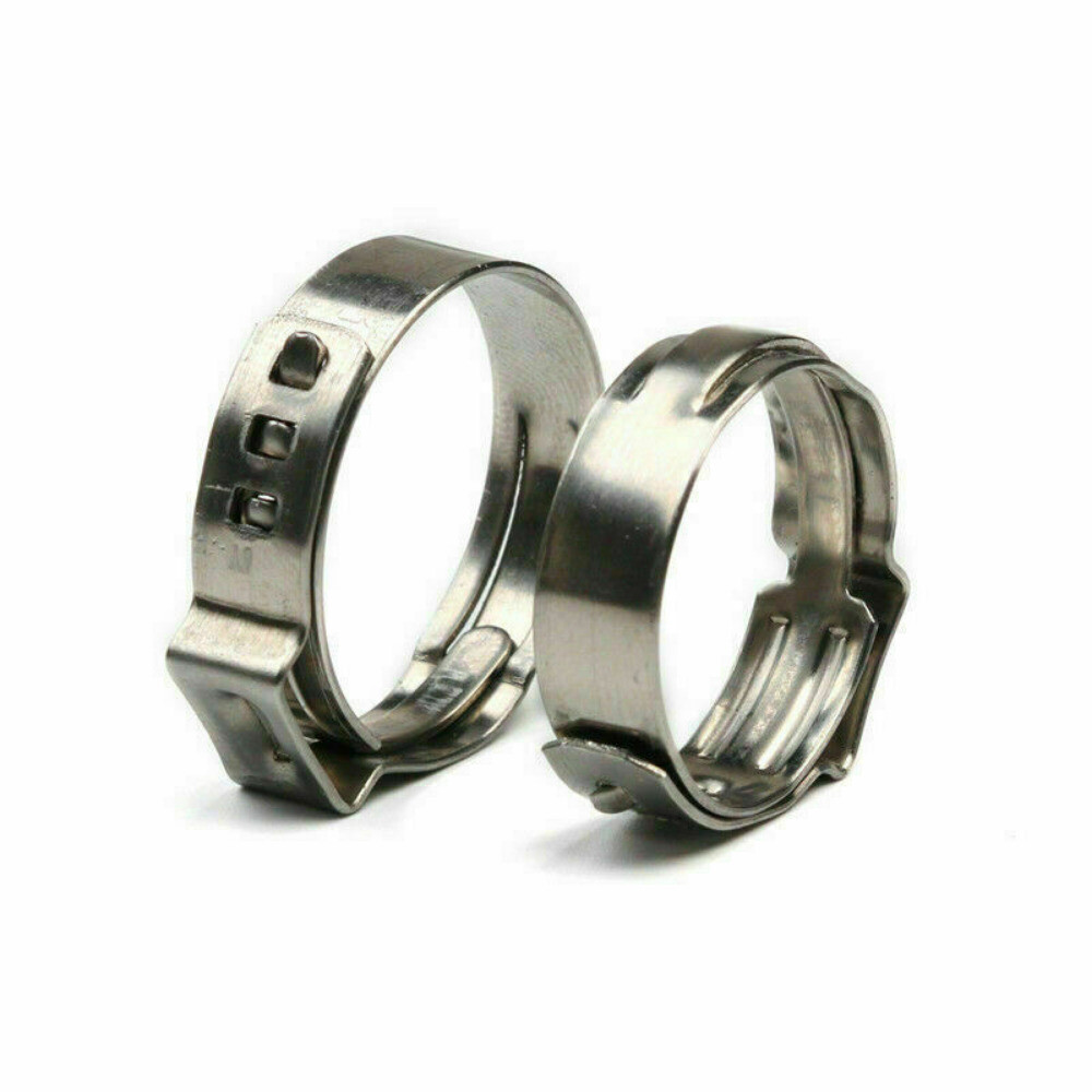100/130X Hose Clamp Assorted Stainless Steel Ear Cinch Rings Crimp Pipe Clip Set
