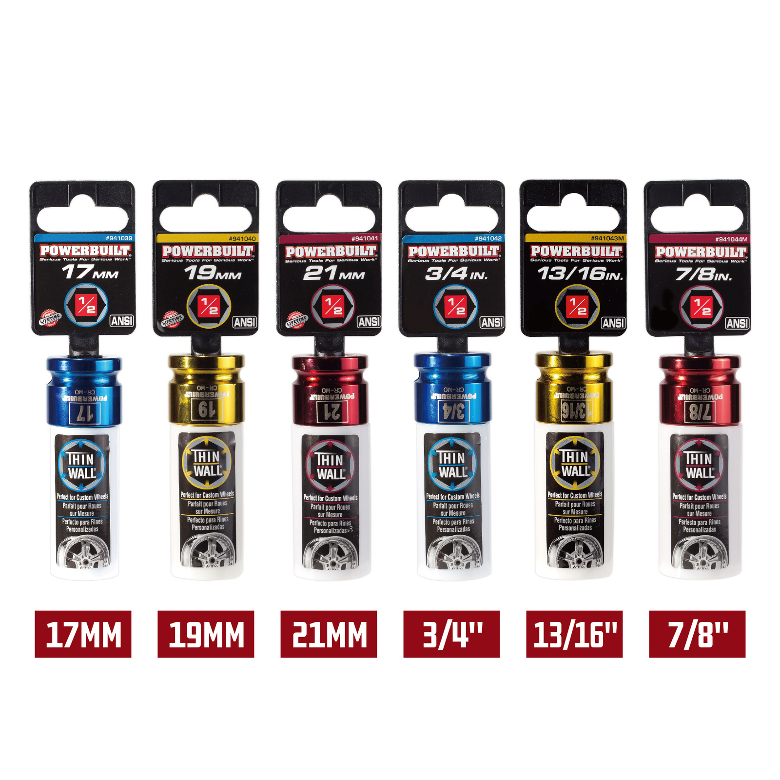 Powerbuilt 1/2 Inch Drive x 7/8 Inch Thin Wall Color Lug Nut Socket – 941044