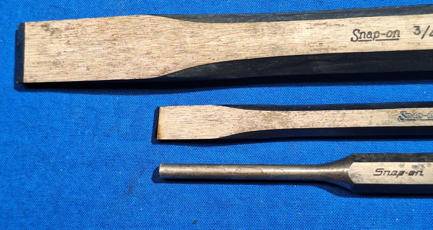 Snap-On PPC824A 3/4″ chisel, PPC812A 3/8″ chisel, PPC106A 3/16″ punch
