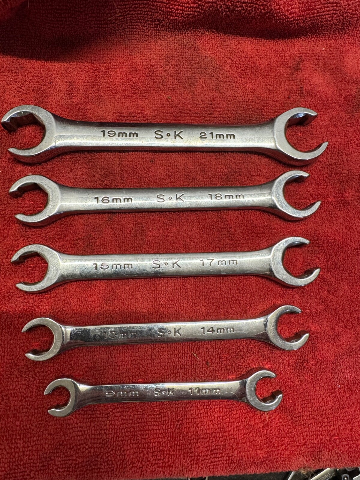 SK S-K Line Flare Nut Wrench Set Metric 9/11 13/14 15/17 16/18 19/21mm