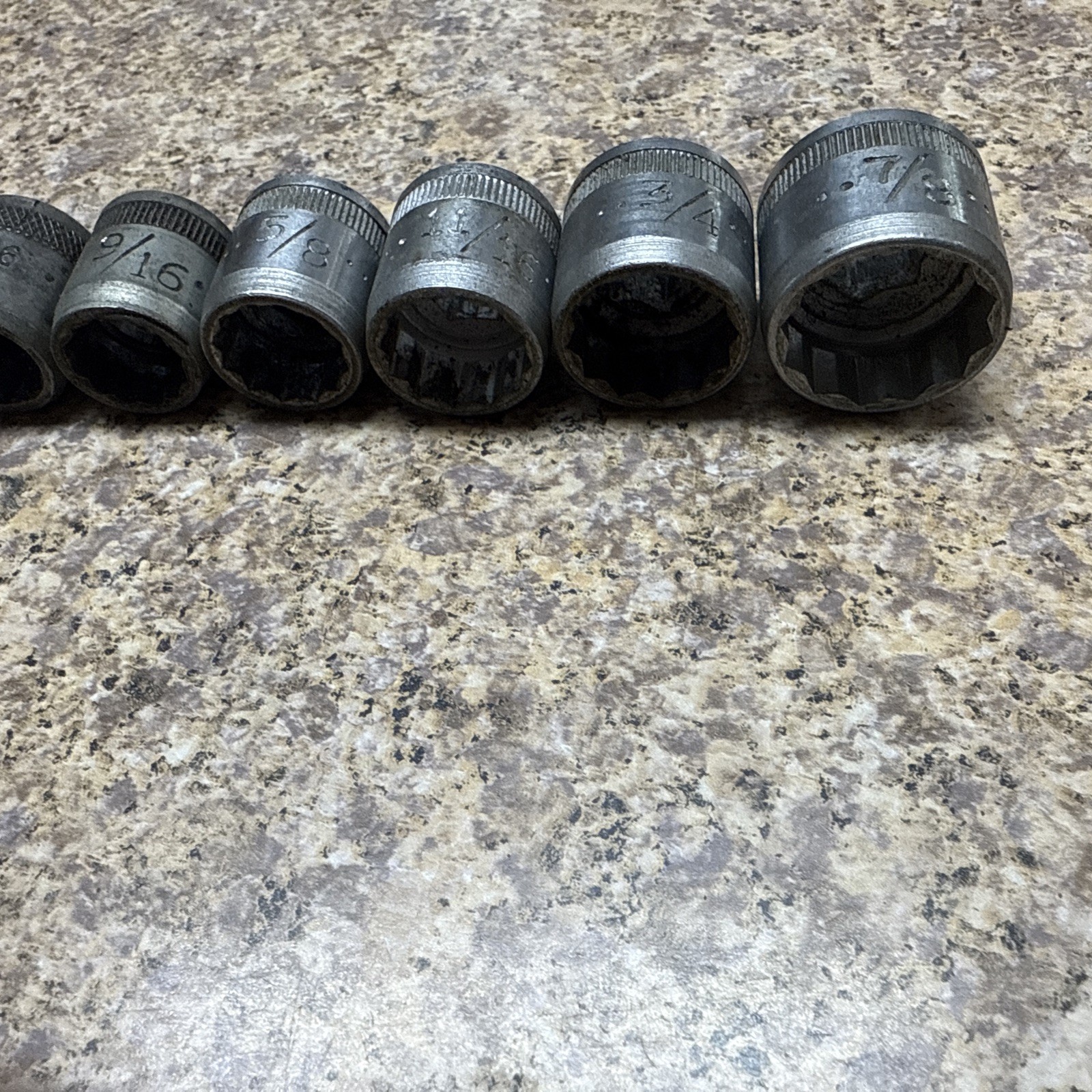 7 QTY 12-Point 6-Point 1/2″ Hex Drive SAE Sockets