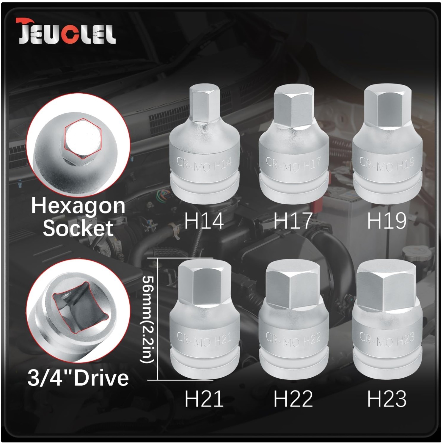 6PC 3/4″ Drive Hex Allen Bit Socket Set