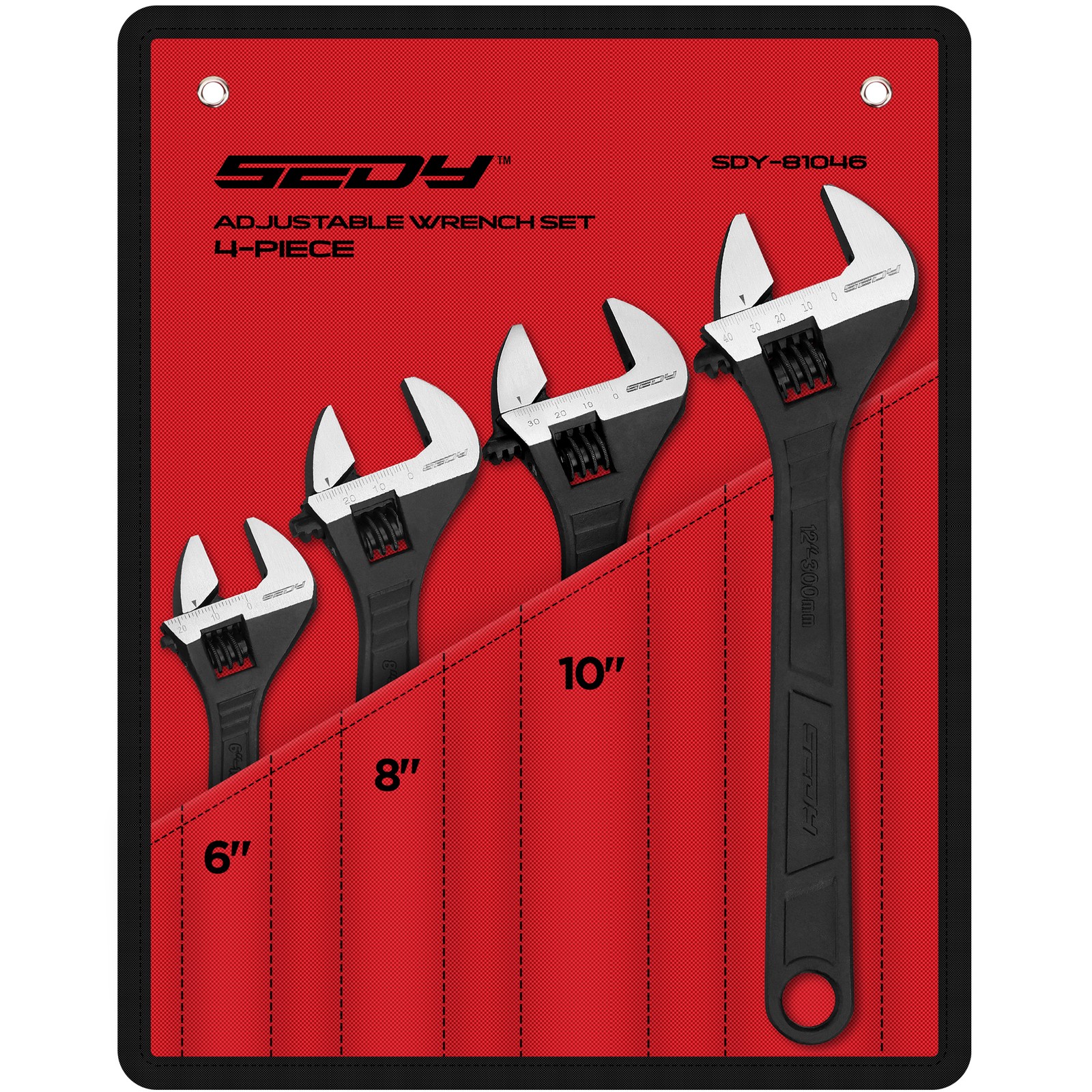 4PC Adjustable Wrench Set Automotive Plumbing and Household Repairs Heat Treated
