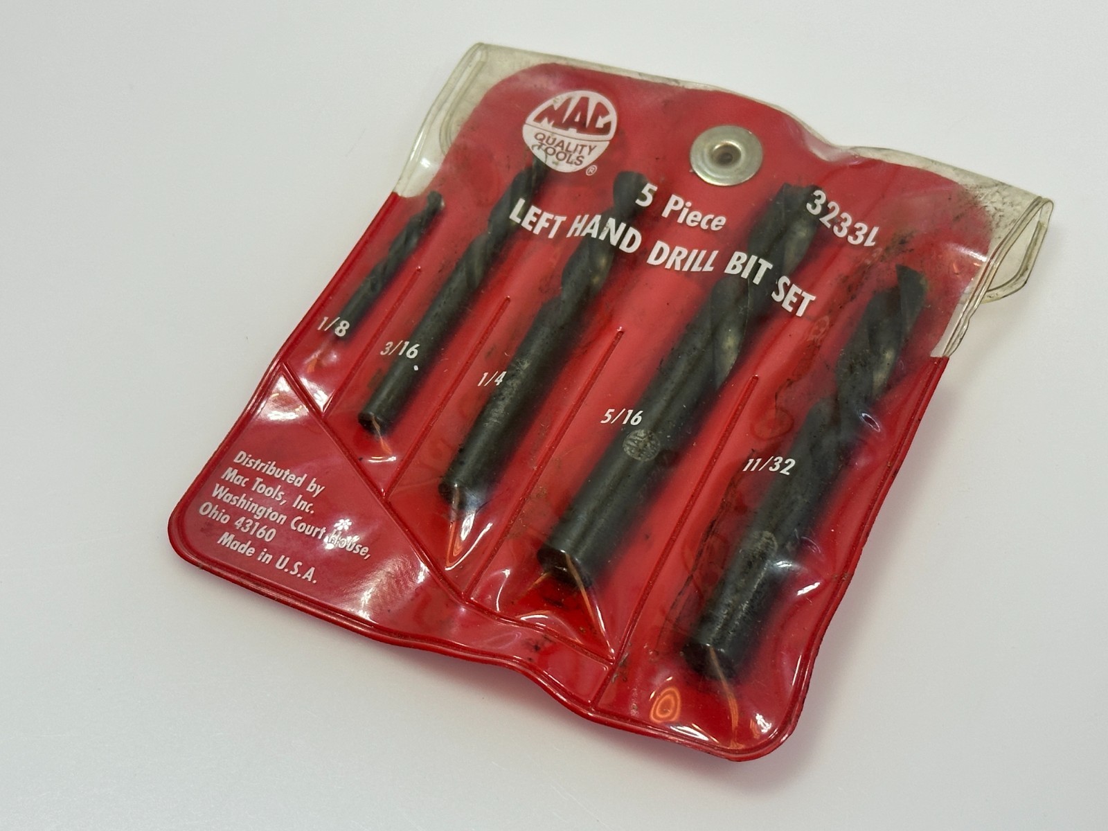 🇺🇸 MAC Tools USA Left Handed Drill Bit Set, Model 3233L, One Broken