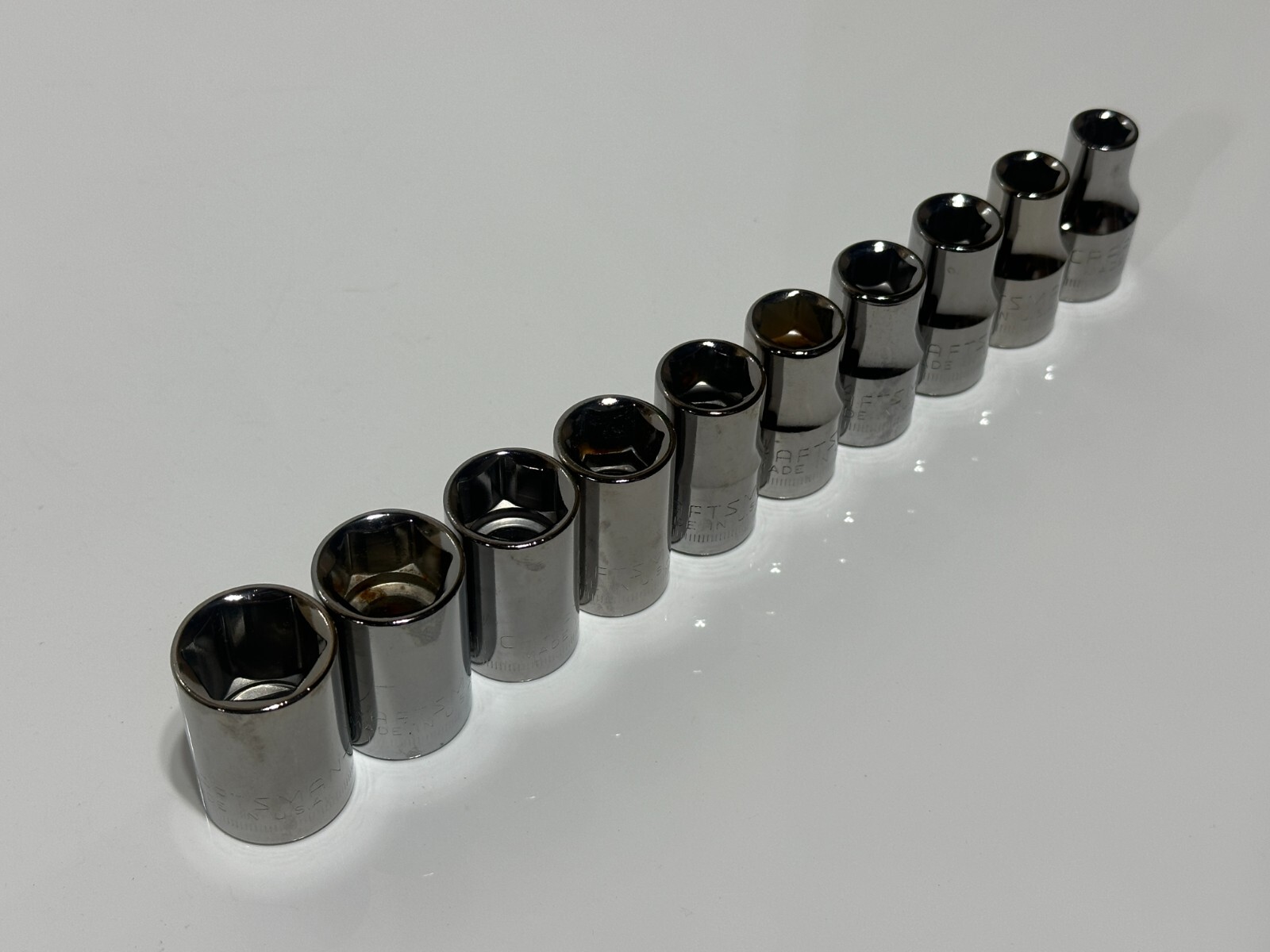 Craftsman USA NOS 10pc Metric 9mm to 19mm Shallow Socket Set, 1/2″ Drive 6 Point