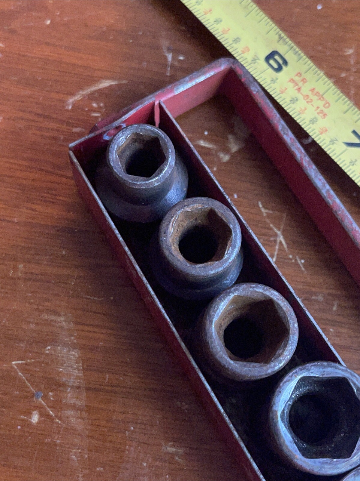 Vintage Wright Tools USA 8 Piece 3/8 Drive SAE 6 point impact socket Set Case