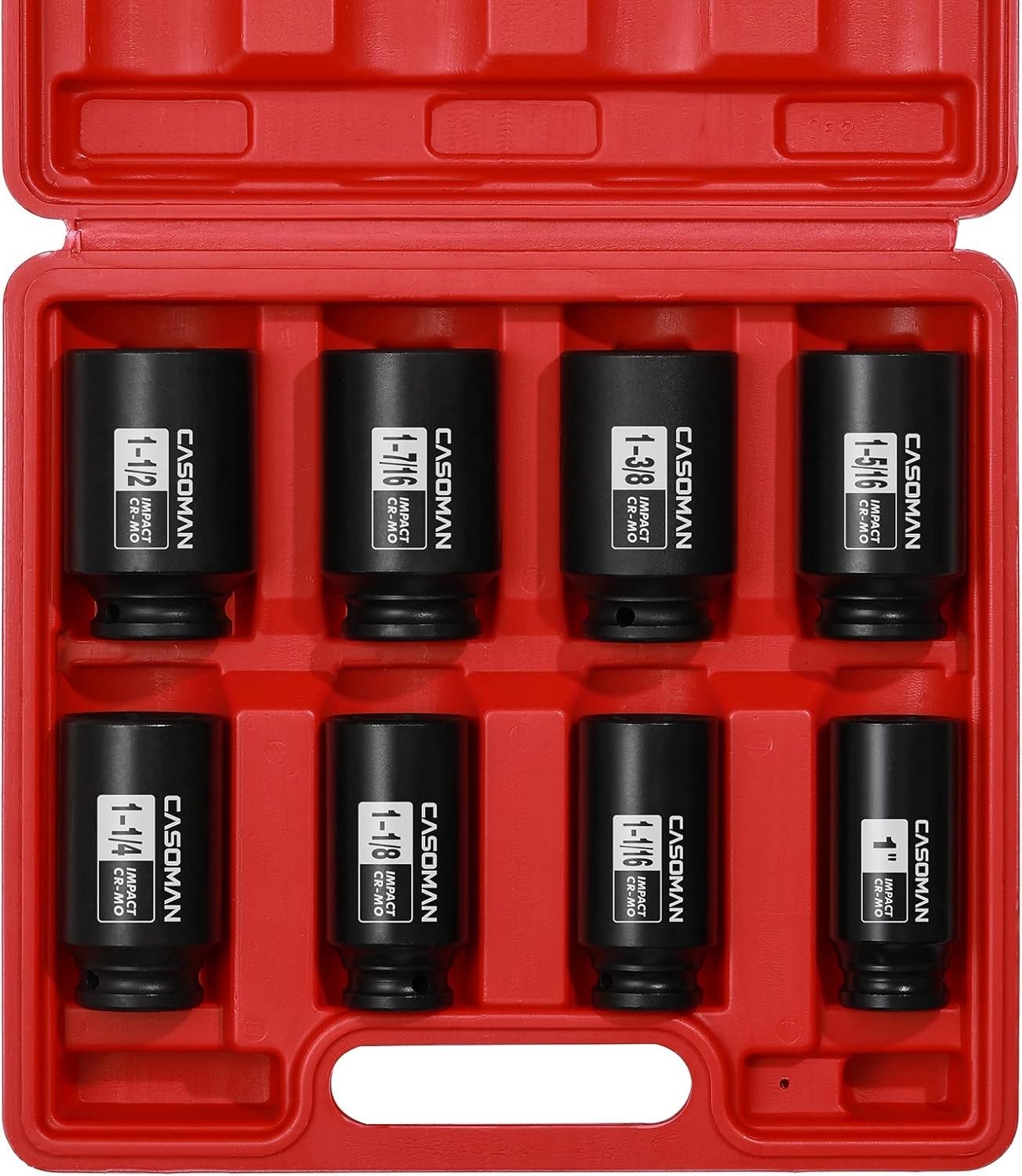 8-Piece 1/2-Inch Drive Deep Impact Socket Set with Corrosion Resistance