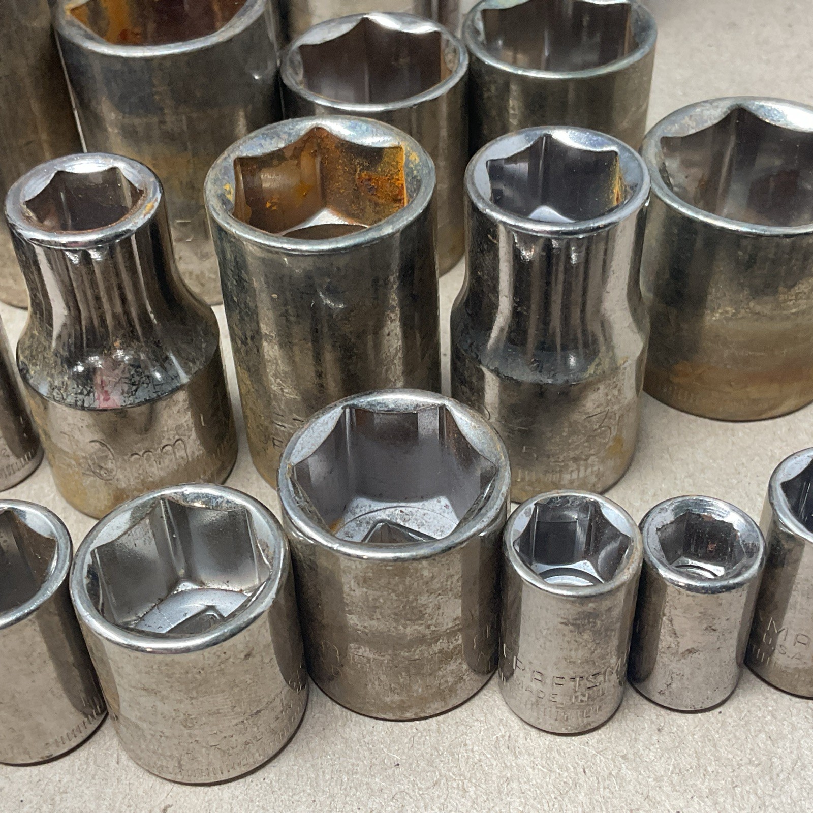 Craftsman Socket Lot of 55 Mixed Drive Metric USA Vintage