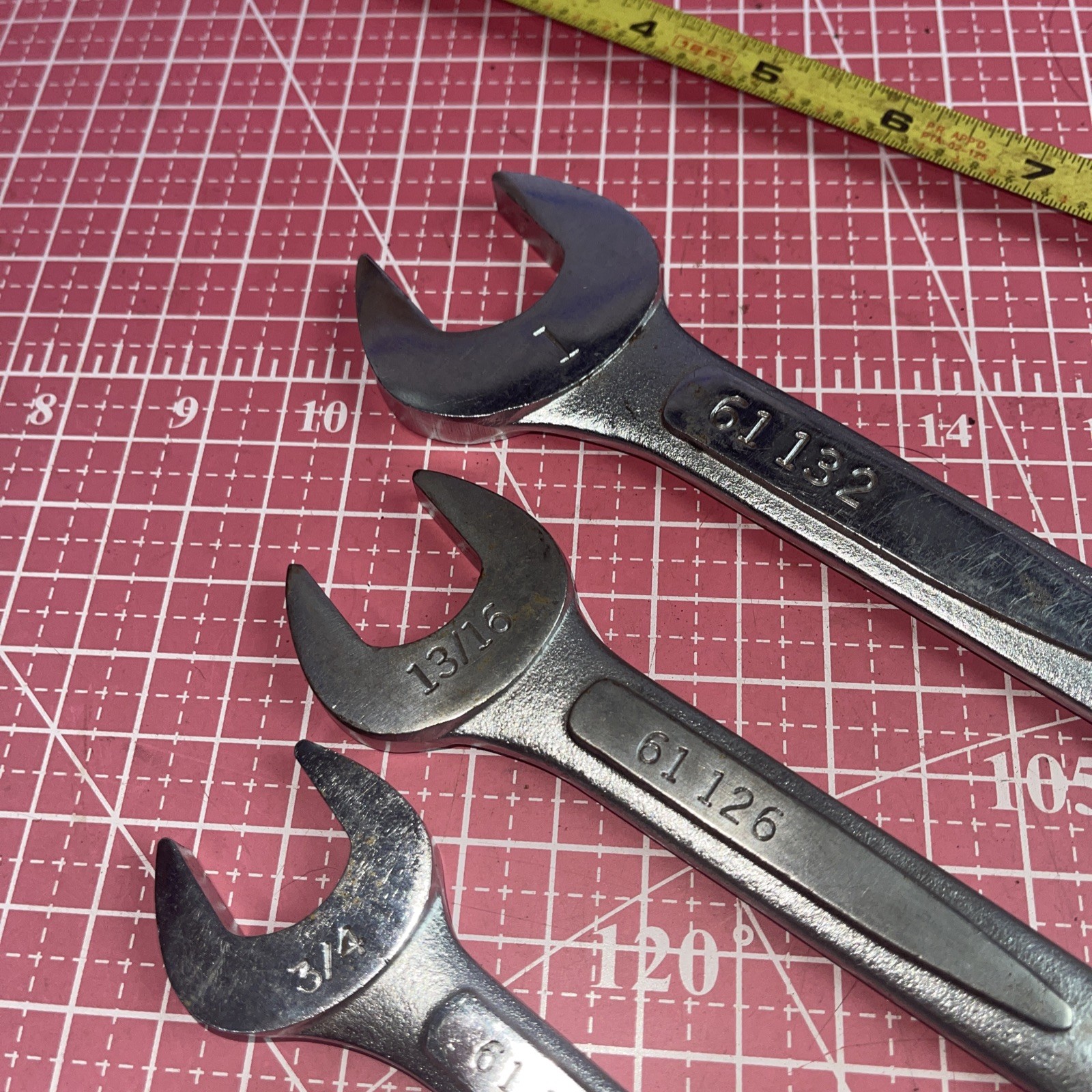 Easco USA 3 Piece SAE Open End Wrench Set 5/8 In – 1 In Vintage 5/8” – 1” 61132
