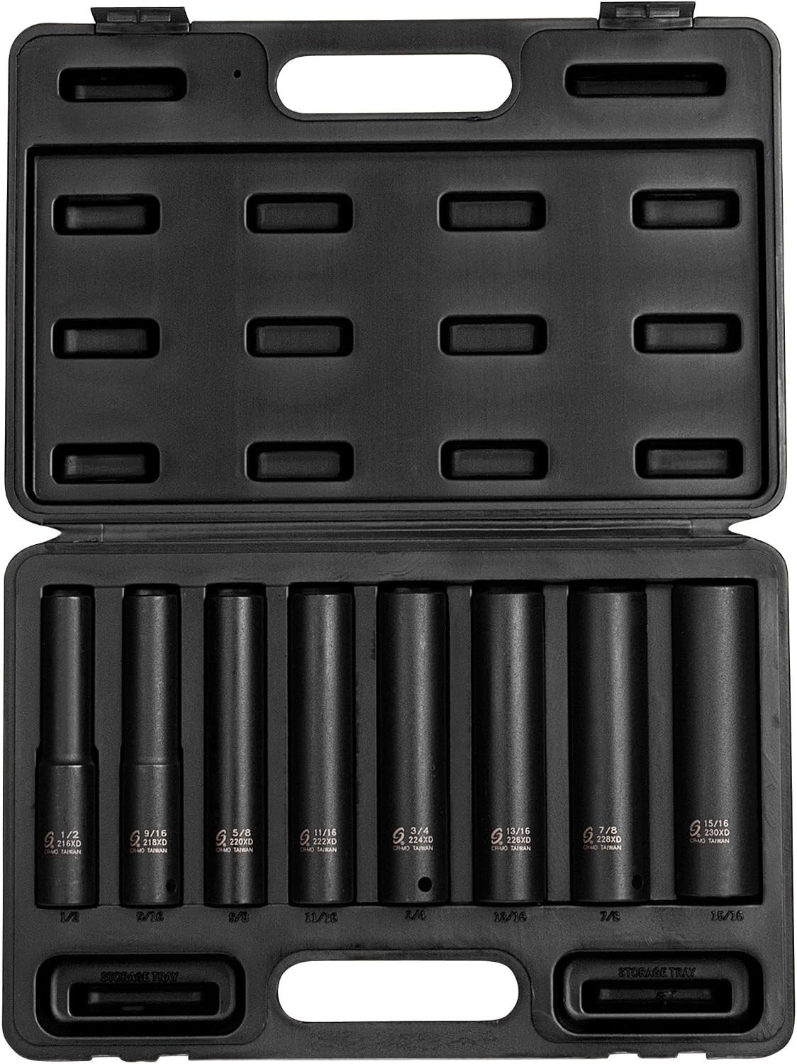 Sunex 2848 8-Piece 1/2» Drive Impact Socket Set – Extra Long Deep SAE Tools