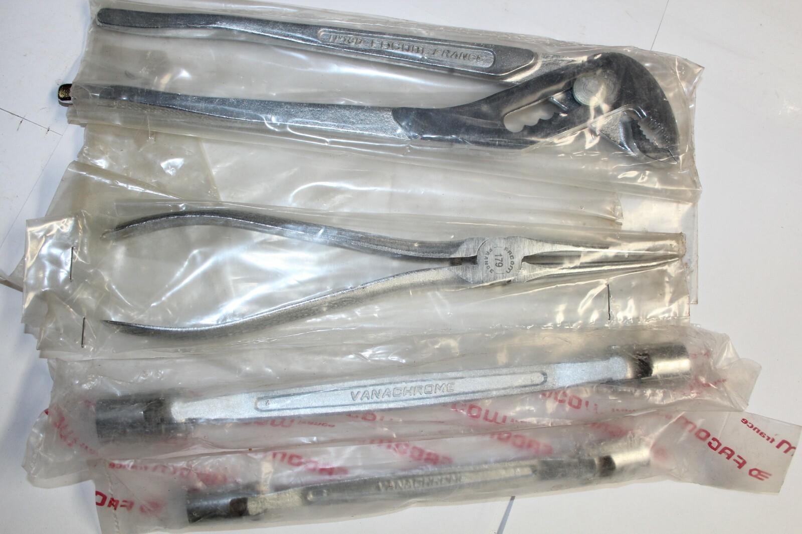 FACOM Multi-Grip Pliers, Flex Head 12-Point Socket Wrench LOT 4pcs FRANCE