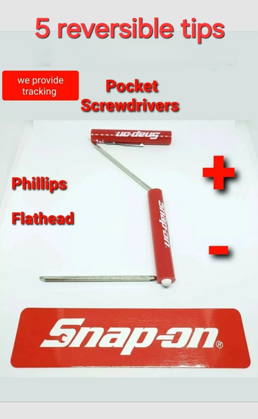 2X Snap on tools pocket screwdriver with flat and Phillips Reversible tip NEW!!!