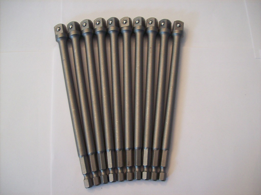 10pc 6″ SQUARE POWER EXTENSION BARS BITS HEX SHANK 3/8″