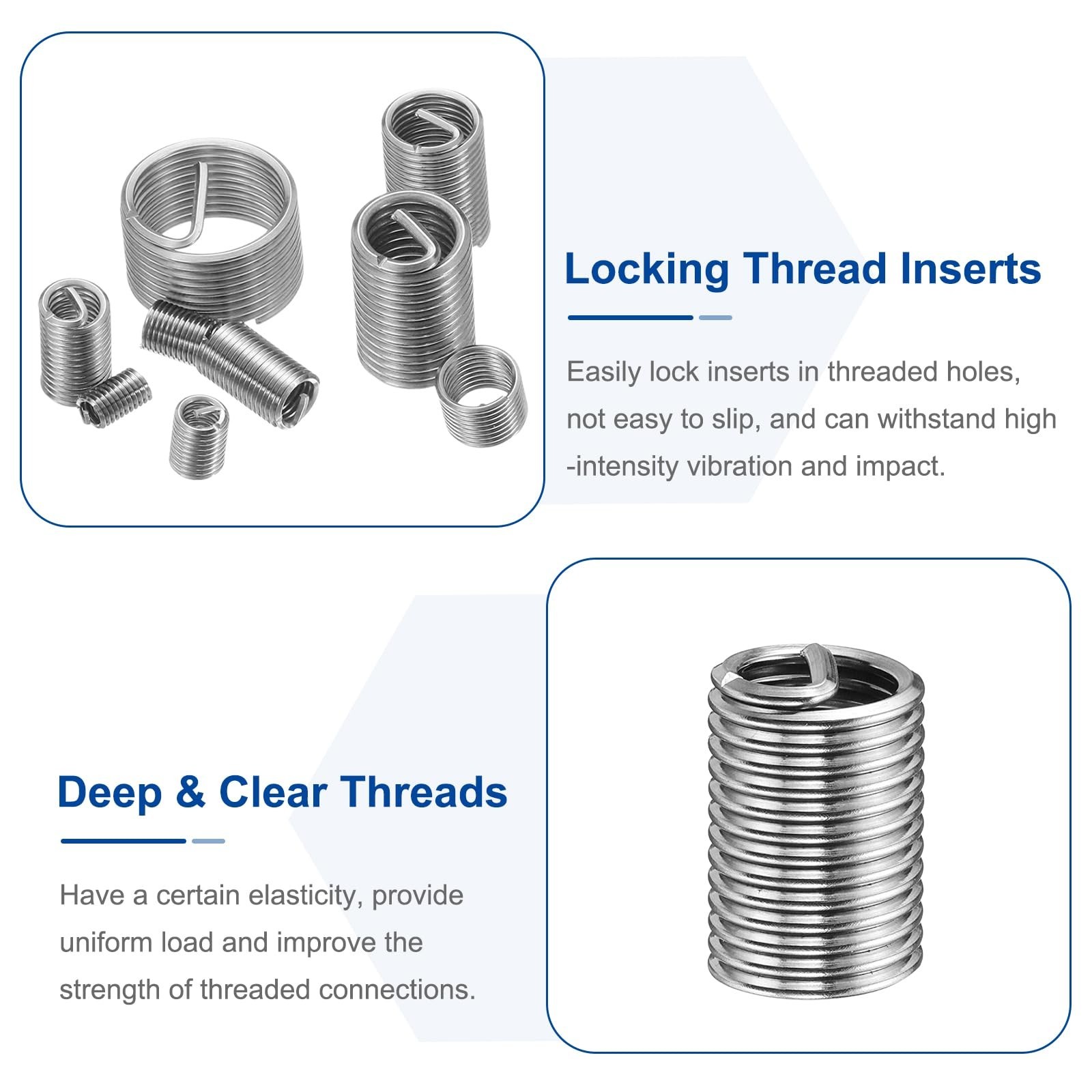 50pcs 7/16-14 UNC Stainless Steel Thread Inserts Coiled Repair Kit for Equipment