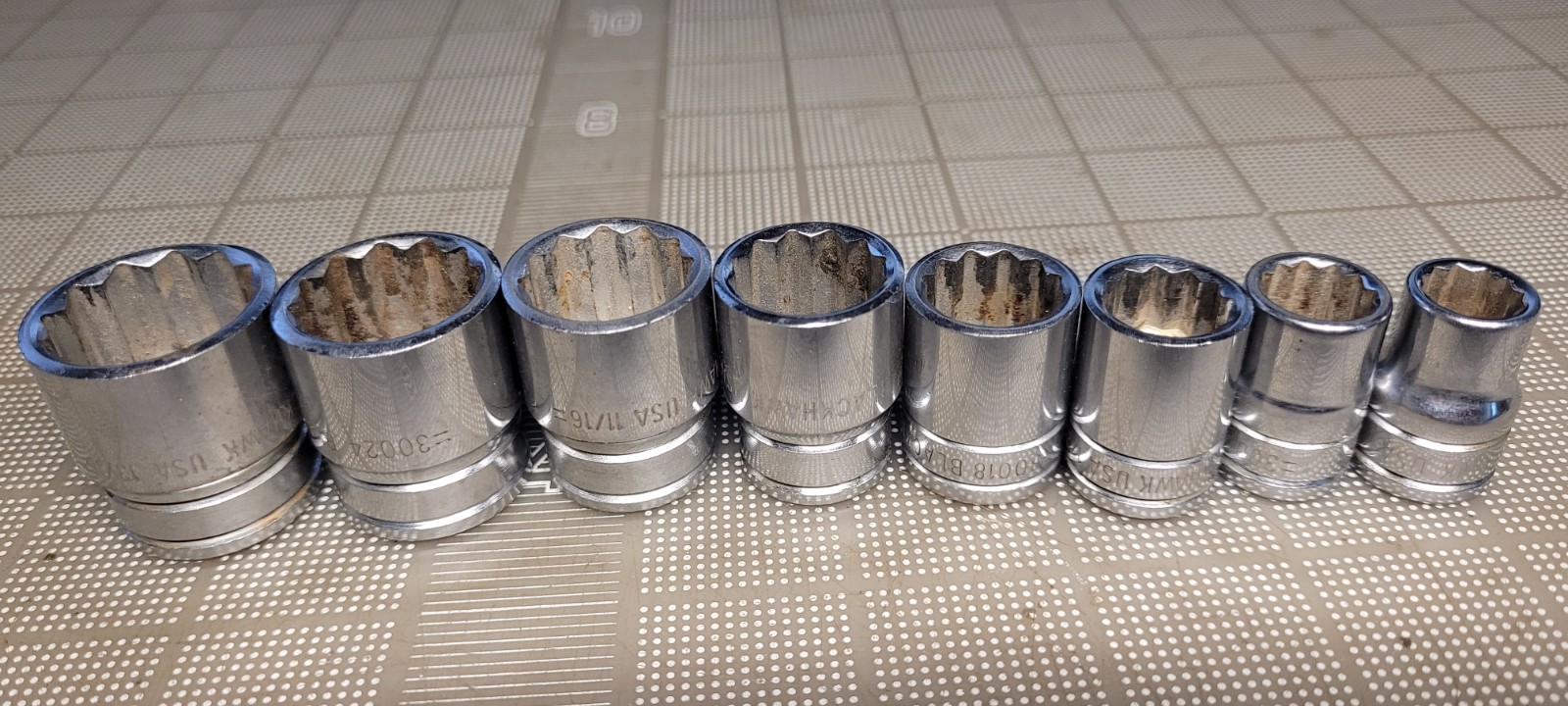 Blackhawk USA 3/8″ Dr SAE 8Pc Socket Set 12Pt 3/8″-13/16″ Vintage Very Nice!