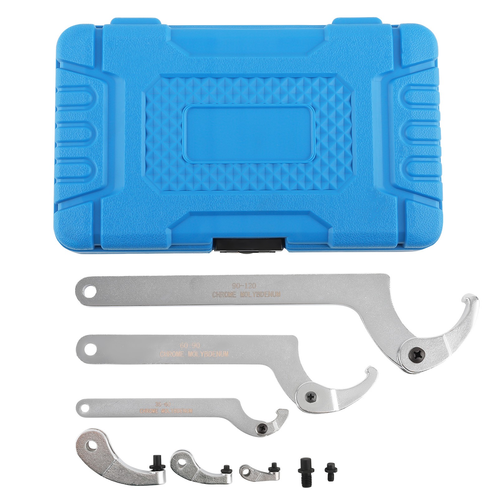 8X Adjustable Hook Pin Spanner Wrench Tool Set Locking Nut Wrench 35mm-120mm US