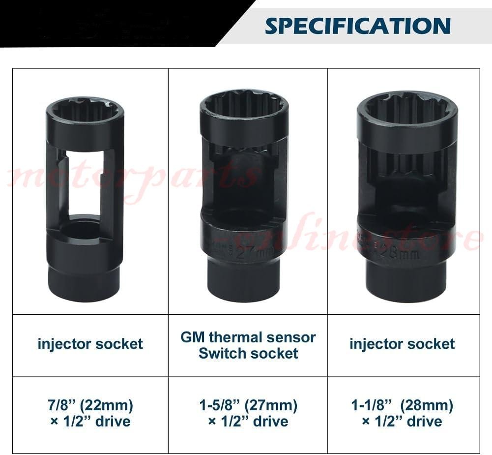 5/10Pcs O2 Oxygen Sensor Socket Wrench 3/8″ 1/2″ 22mm Auto Repair Installer Tool