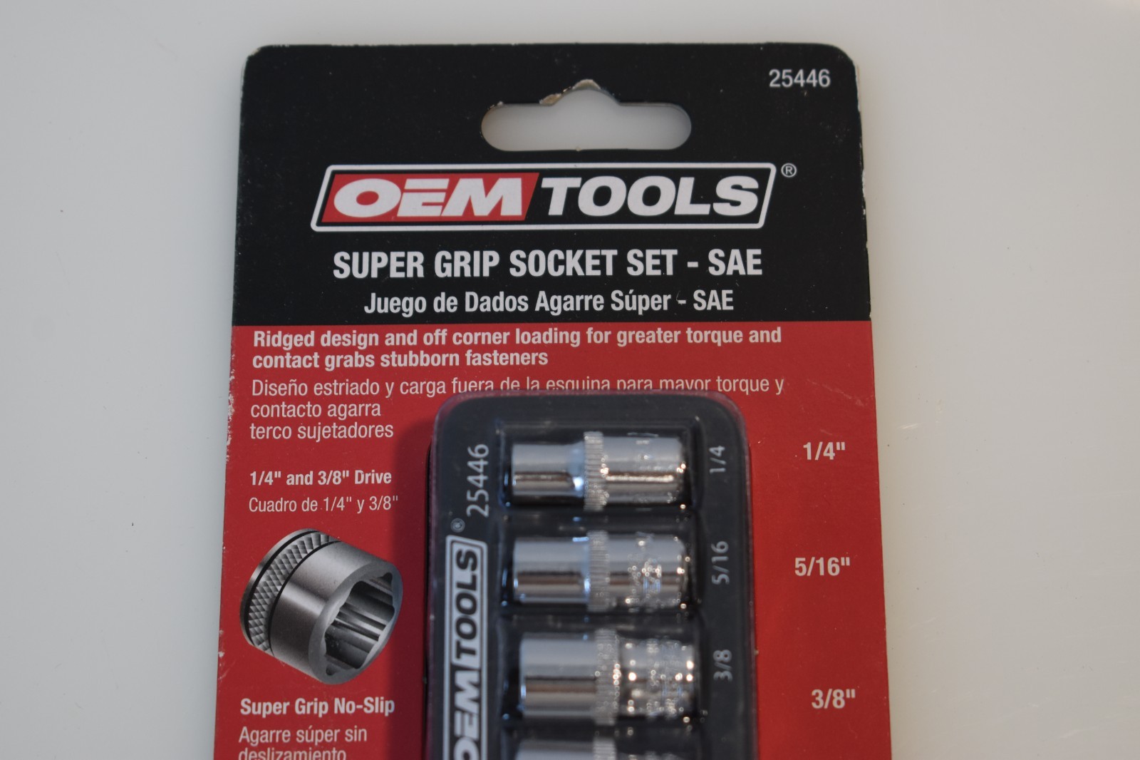 OEM Tools 25446 8 Piece SAE Super Grip Socket Set 1/4″ and 3/8″ Drive New