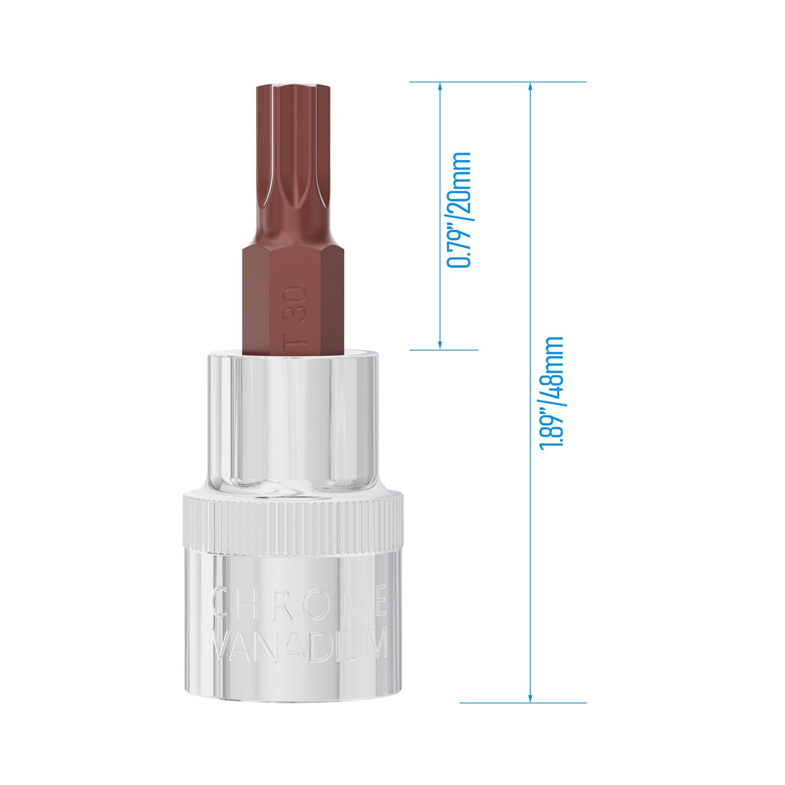 FOCMKEAS 3PCS 3/8″ Drive T30 Torx Bit Socket, S2 Steel T30, Silver, Dark Red