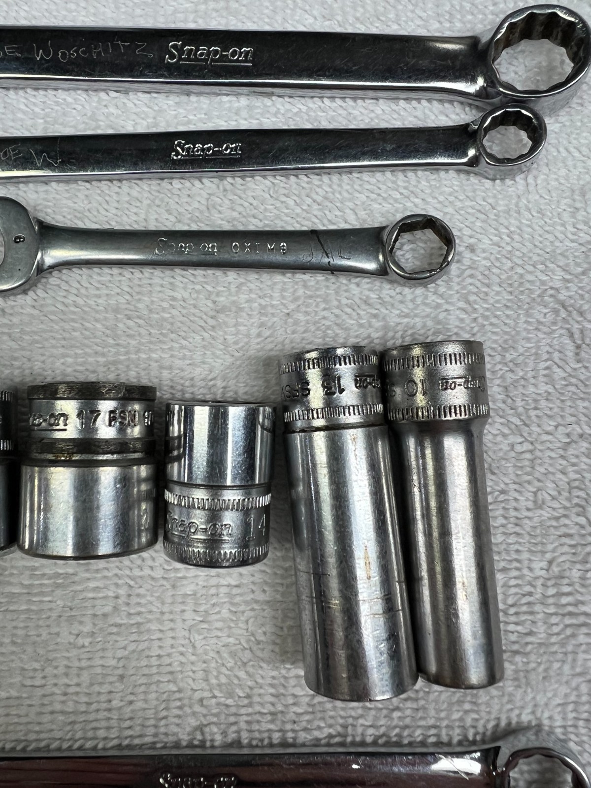 Snap on Combo Wrenches and 3/8 sockets Deep/standard SAE/Metric Lot of 10