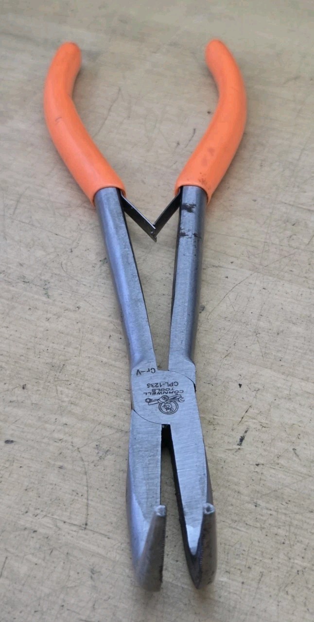 Cornwell Tools CPL1235-10″ Long 90° Bent Tip Orange Soft Grip Needle Nose Pliers