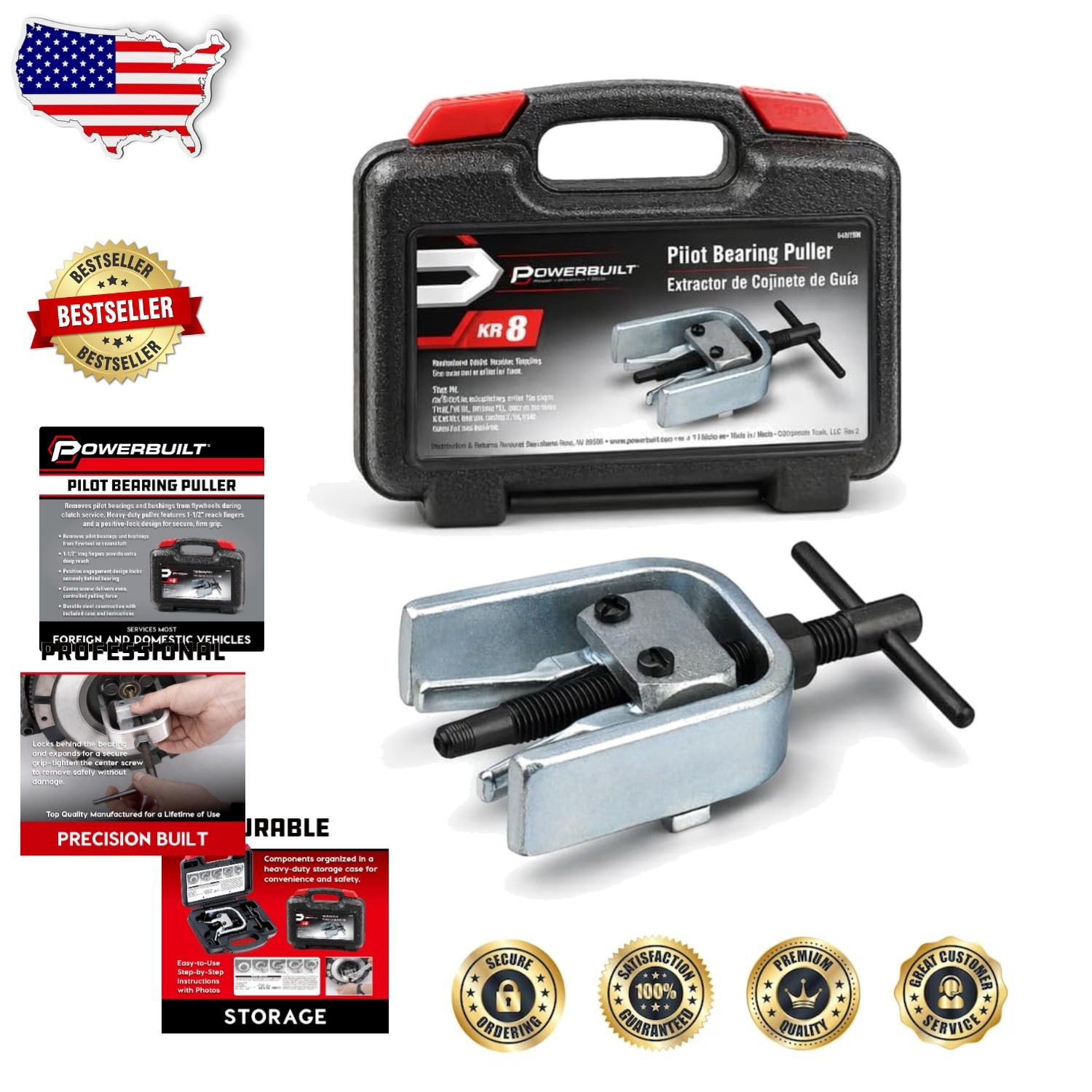 Pilot Bearing Puller Tool Set Heavy Duty 1.5″ Deep Alloy Steel Clutch Repair